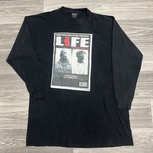 Vintage Biggie‎ Tupac Rap Tee Mens 4XL XXXXL Long Sleeve Black Faded HipHop